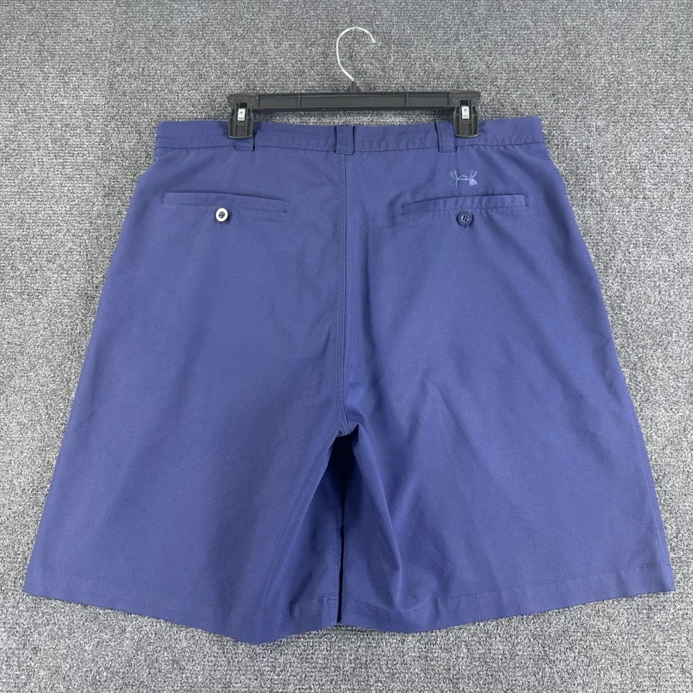 Under Armour Golf Shorts Mens 38 Navy Blue Pleated Performance Athletic Casual
